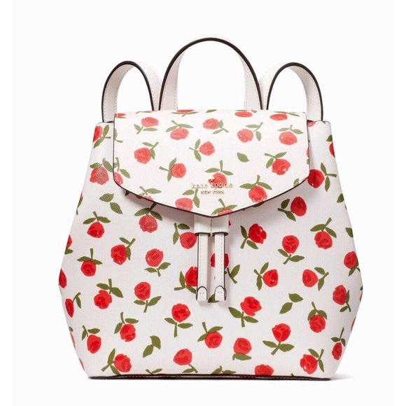 New Kate Spade Lizzie Medium Flap Backpack Festive Rosette Saffiano Multi - Picture 1 of 5